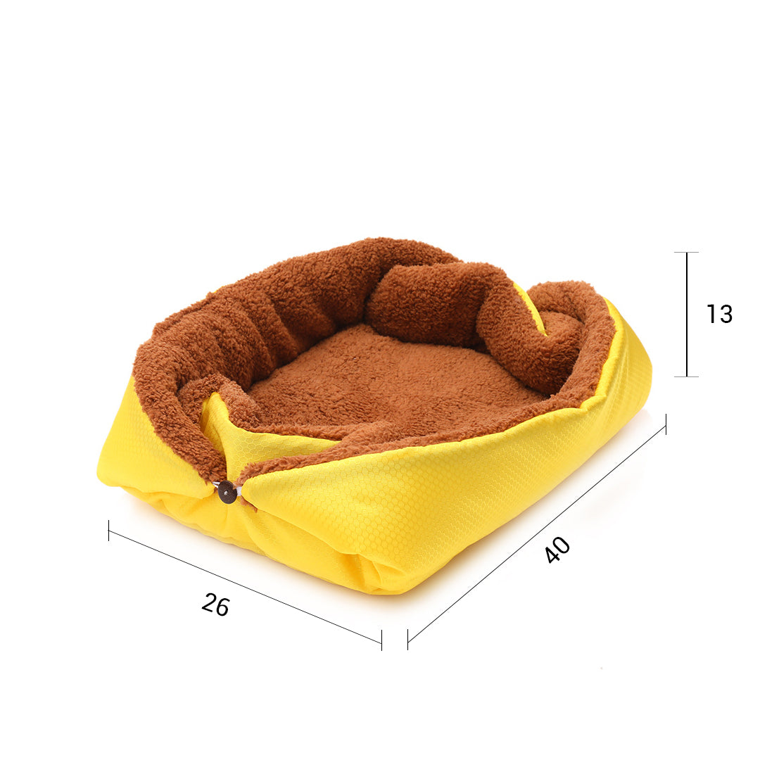 NNEAGS Yellow Dual-purpose Cushion Nest Cat Dog Bed Warm Plush Kennel Mat Pet Home Travel Essentials