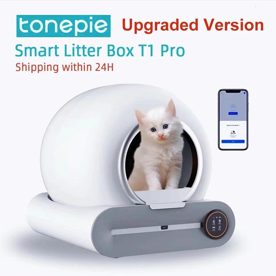 【English Version】Tonepie Automatic Smart Cat Litter Box Self Cleaning Fully Enclosed App Control Remove Odors Sandbox 65L
