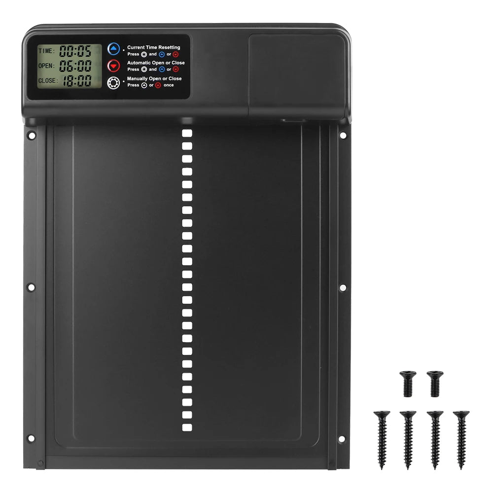 Automatic Chicken Coop Door Anti-Pinch Function Small Pet Supplies Safety Gate Retractable Door LCD Display Controlled Open