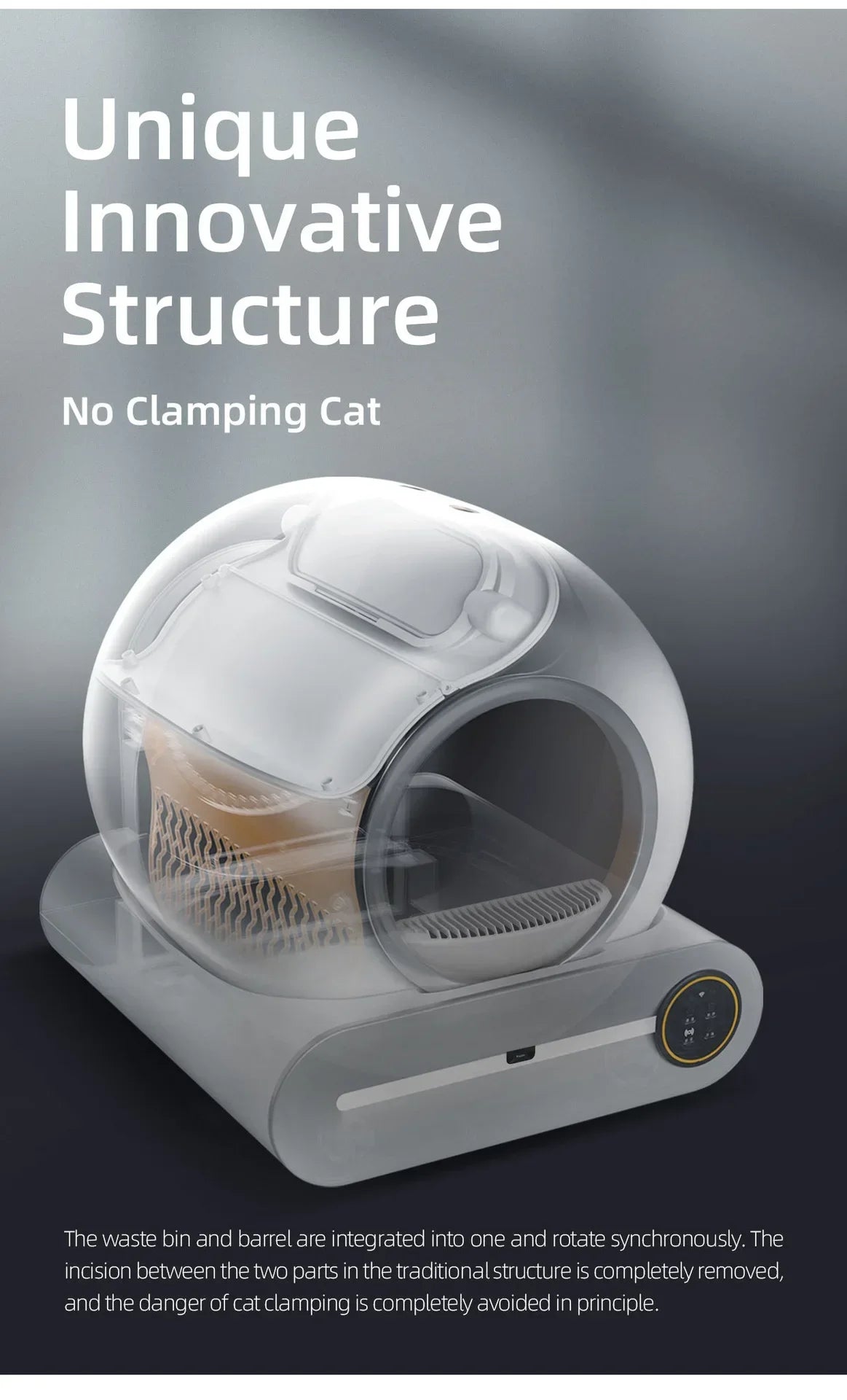 【English Version】Tonepie Automatic Smart Cat Litter Box Self Cleaning Fully Enclosed App Control Remove Odors Sandbox 65L