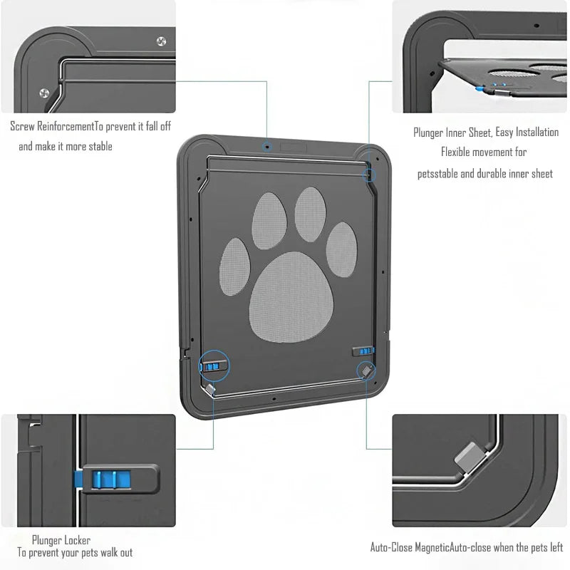 Pet Door Cat Dog Screen Door Lockable Magnetic Flap Screen Automatic Lock Door Suitable for Dogs and Cats Pet Screen Door