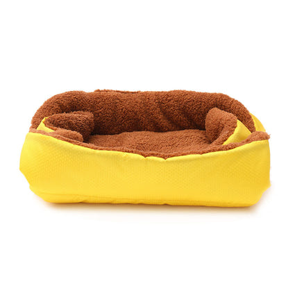 NNEAGS Yellow Dual-purpose Cushion Nest Cat Dog Bed Warm Plush Kennel Mat Pet Home Travel Essentials