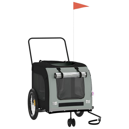 NNEVL Dog Bike Trailer Black and Grey Oxford Fabric and Iron