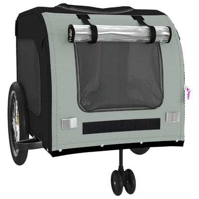 NNEVL Dog Bike Trailer Black and Grey Oxford Fabric and Iron