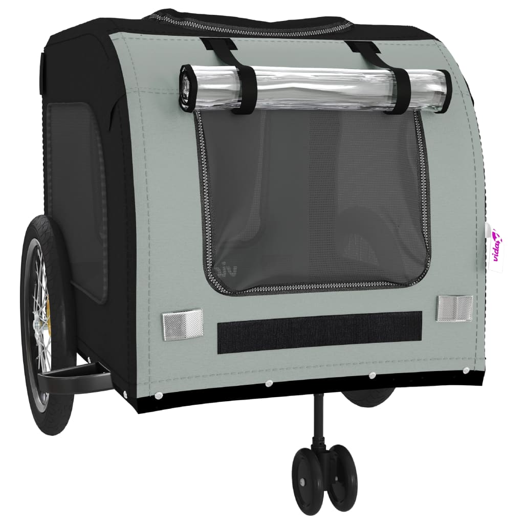 NNEVL Dog Bike Trailer Black and Grey Oxford Fabric and Iron