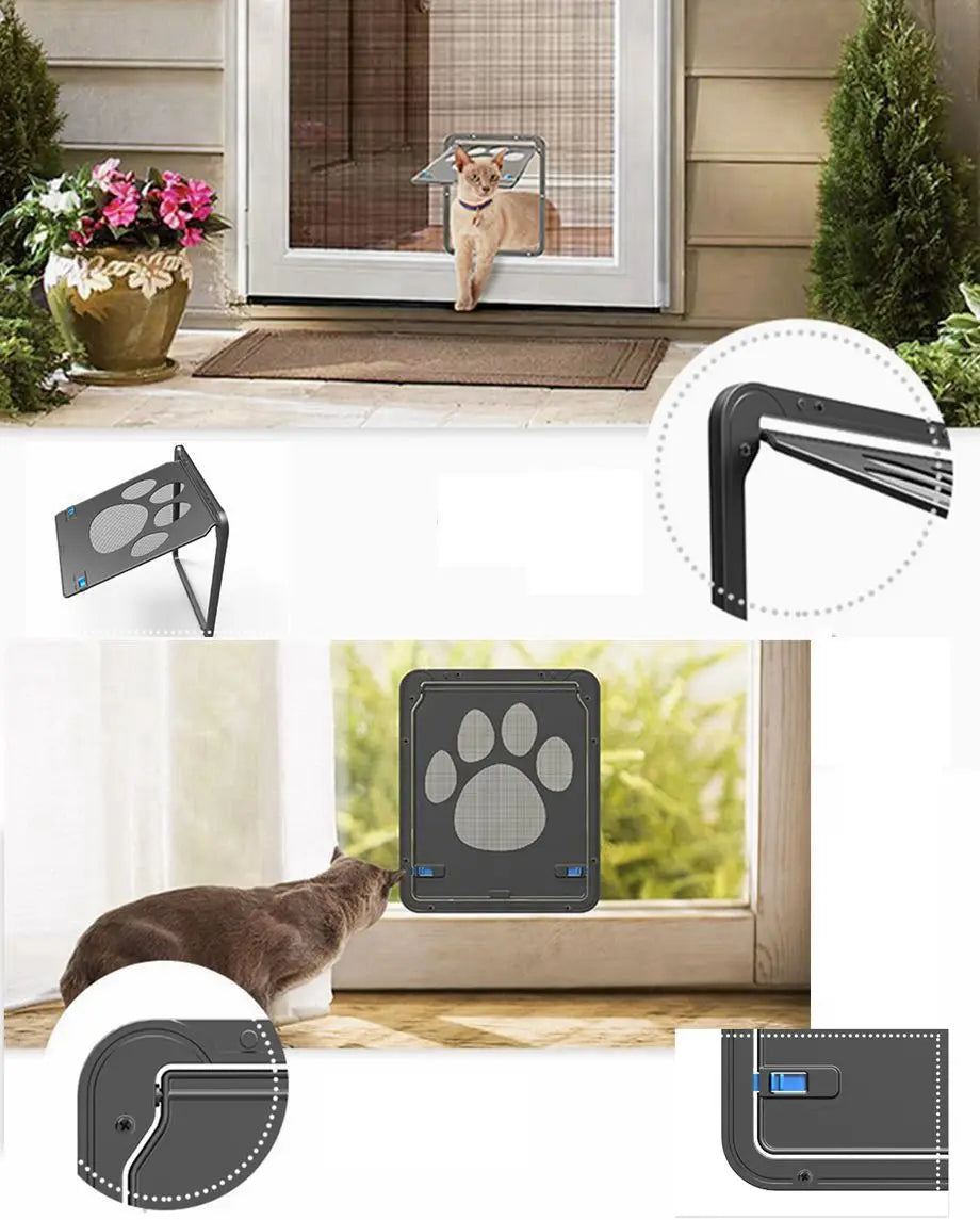 Pet Door Cat Dog Screen Door Lockable Magnetic Flap Screen Automatic Lock Door Suitable for Dogs and Cats Pet Screen Door