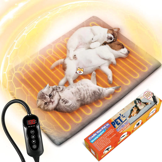 Pet Heating Pad for Dogs and Cats11 Adjustable Temperature Pet Bed Warmer with 24h-Timer28X16 PetsWaterproof Electric Heated Cat Bed with Chew Resistant Cord