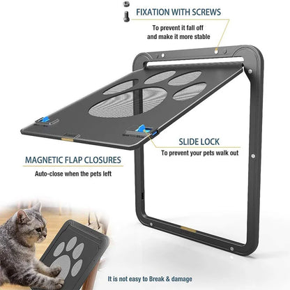 Pet Door Cat Dog Screen Door Lockable Magnetic Flap Screen Automatic Lock Door Suitable for Dogs and Cats Pet Screen Door