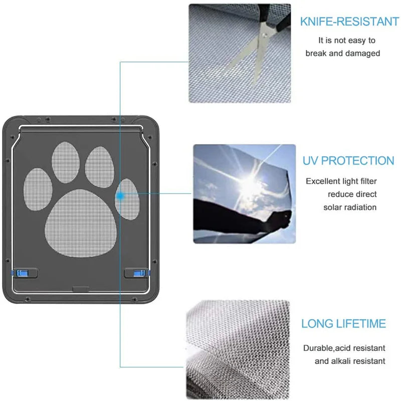 Pet Door Cat Dog Screen Door Lockable Magnetic Flap Screen Automatic Lock Door Suitable for Dogs and Cats Pet Screen Door