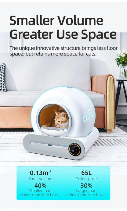【English Version】Tonepie Automatic Smart Cat Litter Box Self Cleaning Fully Enclosed App Control Remove Odors Sandbox 65L