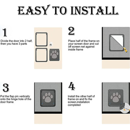 Pet Door Cat Dog Screen Door Lockable Magnetic Flap Screen Automatic Lock Door Suitable for Dogs and Cats Pet Screen Door