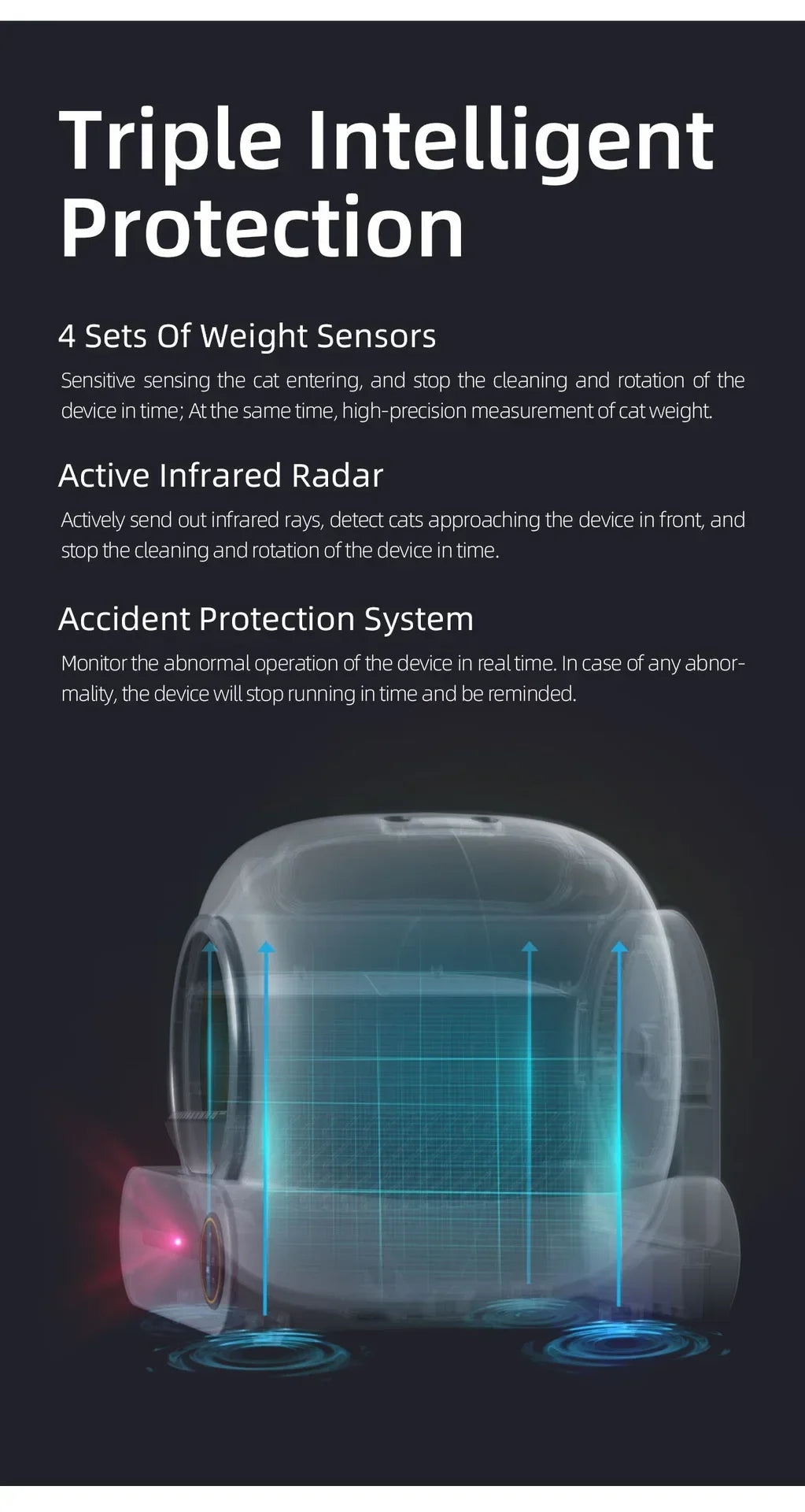【English Version】Tonepie Automatic Smart Cat Litter Box Self Cleaning Fully Enclosed App Control Remove Odors Sandbox 65L