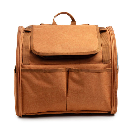 NNEDSZ Brown Pet Carrier Backpack - Comfortable and Stylish for Cats and Small Dogs