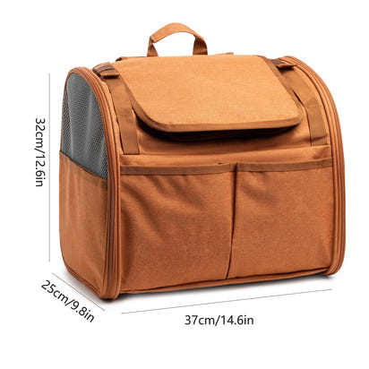 NNEDSZ Brown Pet Carrier Backpack - Comfortable and Stylish for Cats and Small Dogs